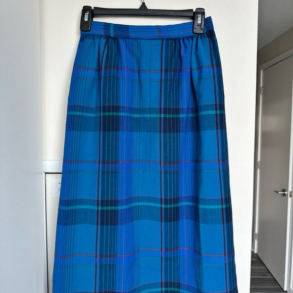 Pendleton Petite Vintage Vibrant Blue Plaid A-Line Skirt - Picture 8 of 8